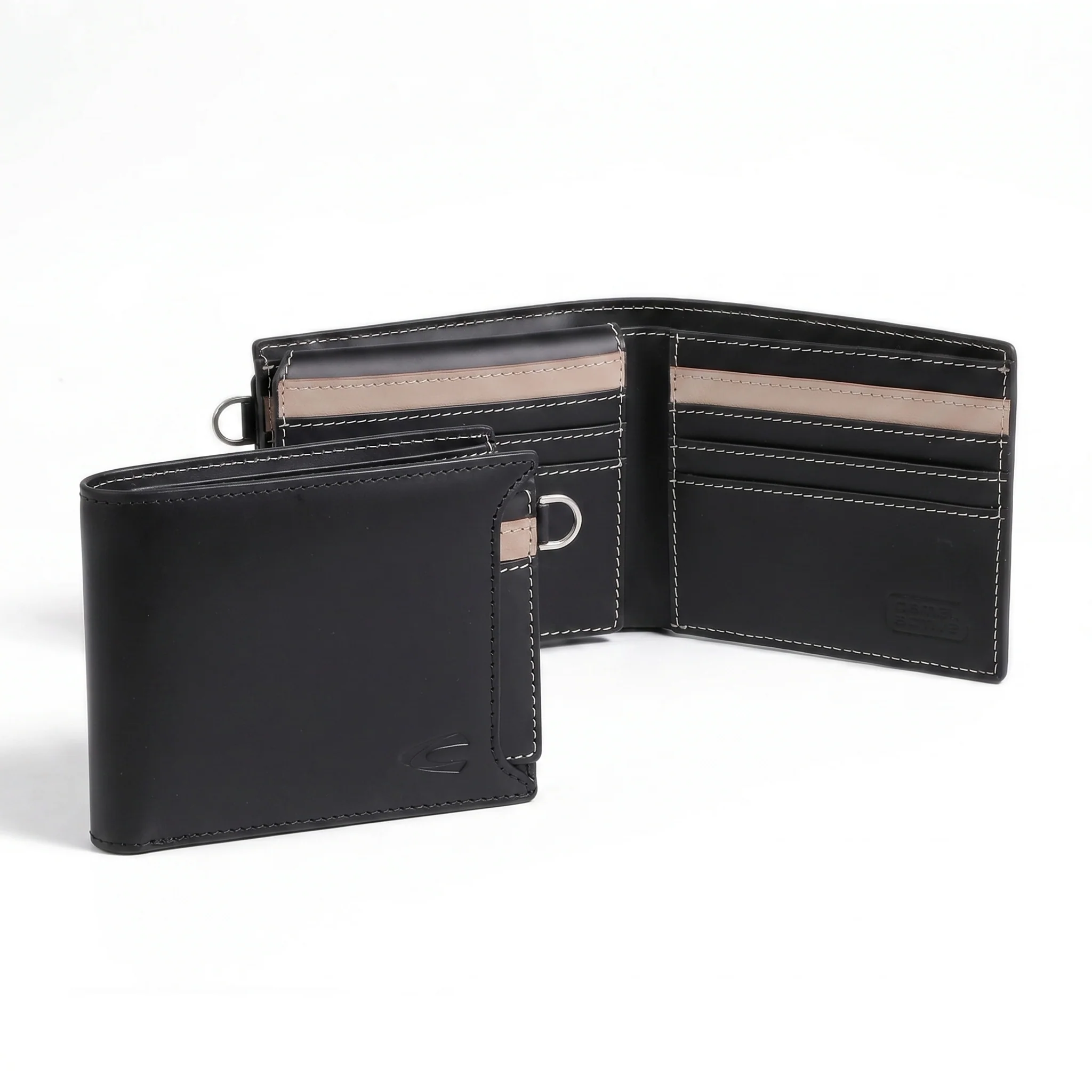 Bi Fold Wallet Leather 12 Card Compartments with 1 Detachable Card Holder Black (UBF6806CM6#BLK) - Image 2