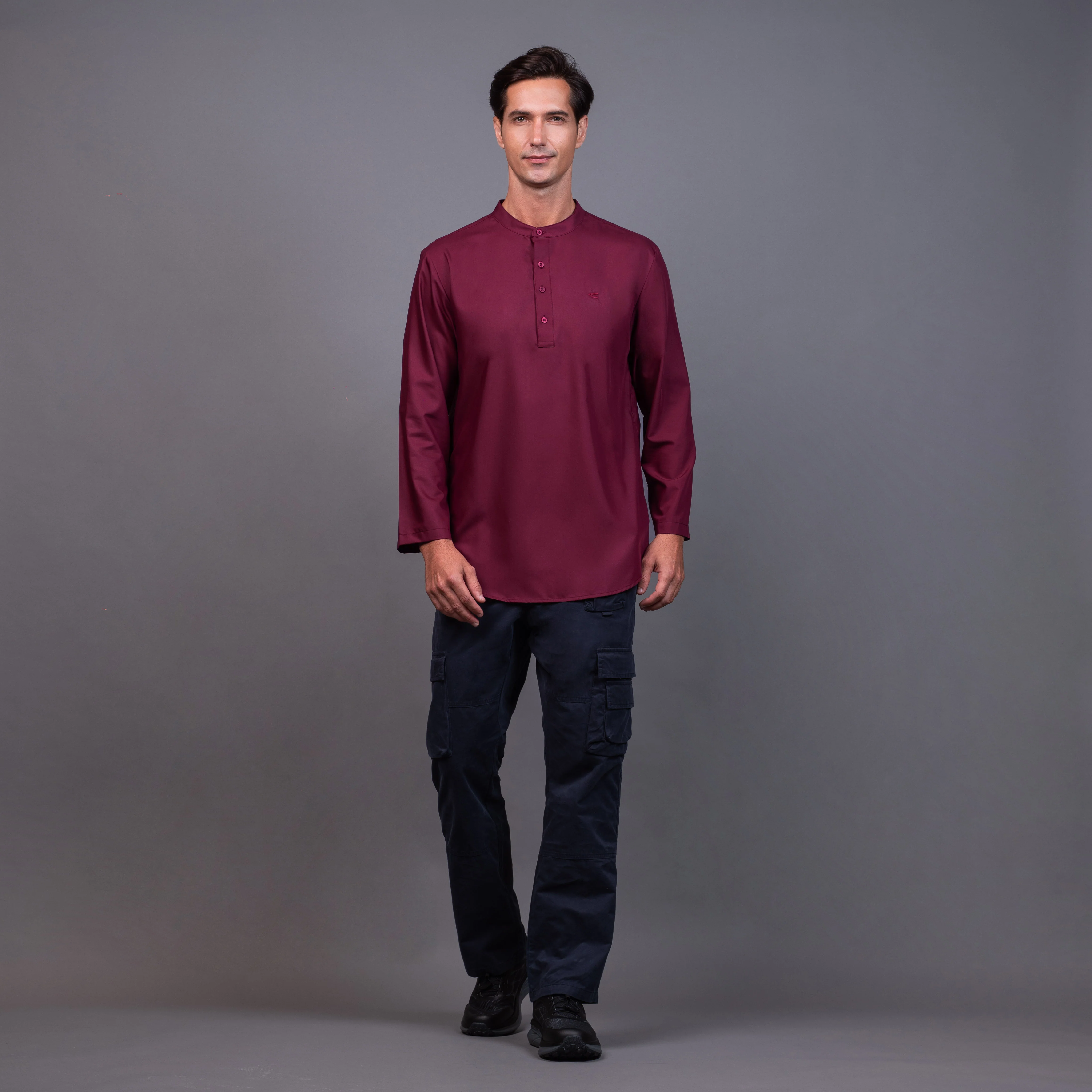 camel active Men's Regular Fit Long Sleeve Kurta Microfabric Modal Multicolour 9-104X26SLD1895 - Image 11