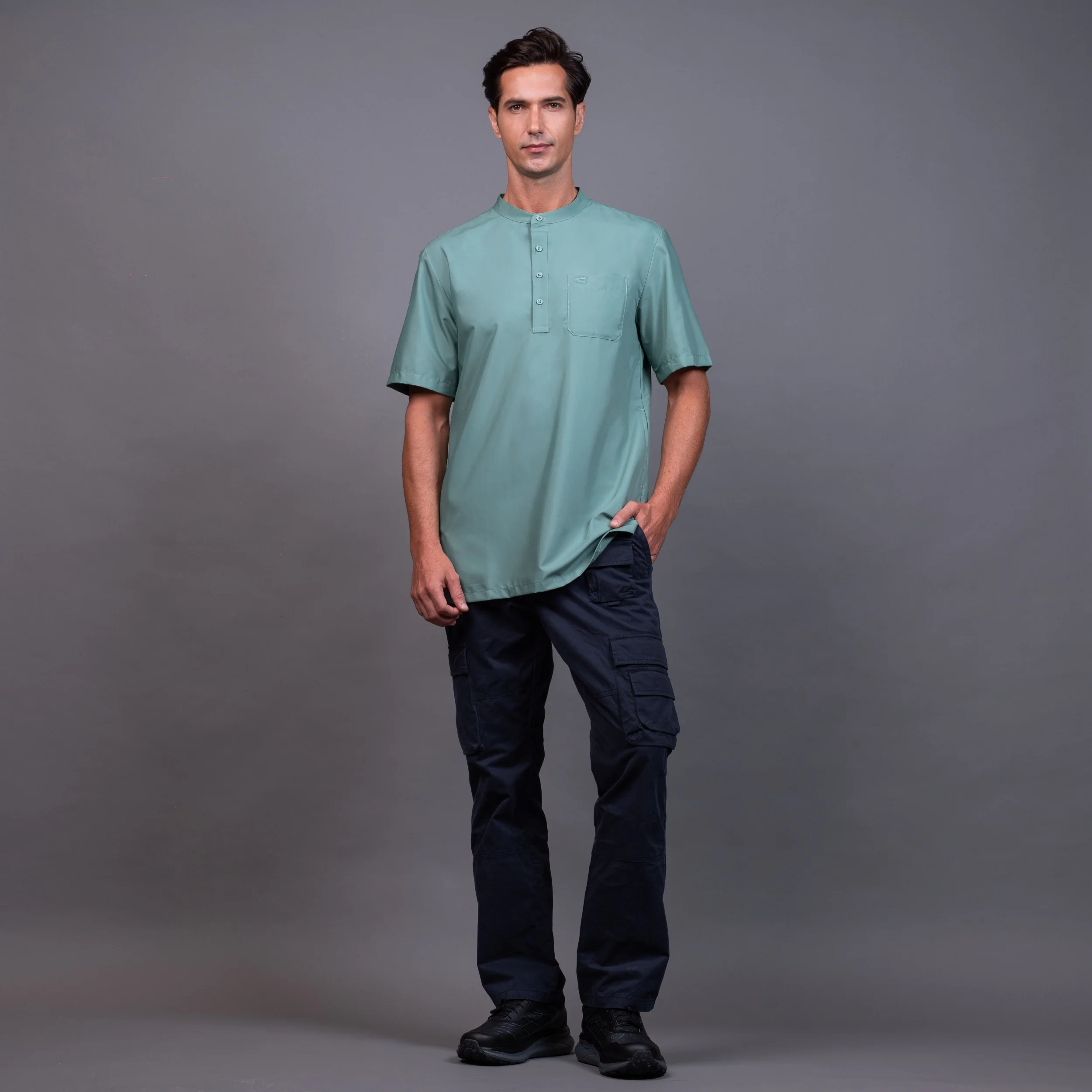 camel active Men's Lightweight Comfy Regular Fit Short Sleeve Kurta Multicolour 9-102X26SLD1894 - Image 12