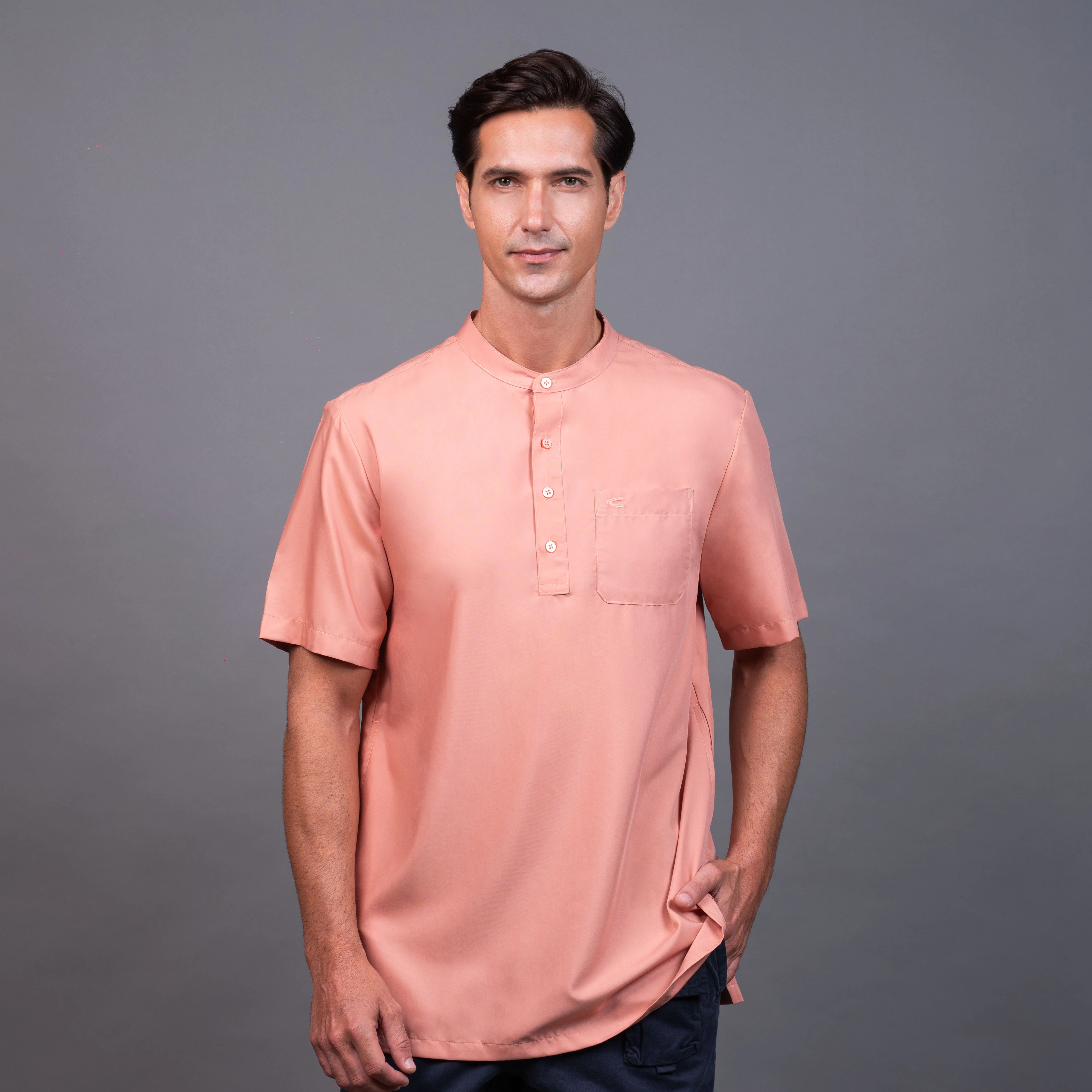 camel active Men's Lightweight Comfy Regular Fit Short Sleeve Kurta Multicolour 9-102X26SLD1894 - Image 13