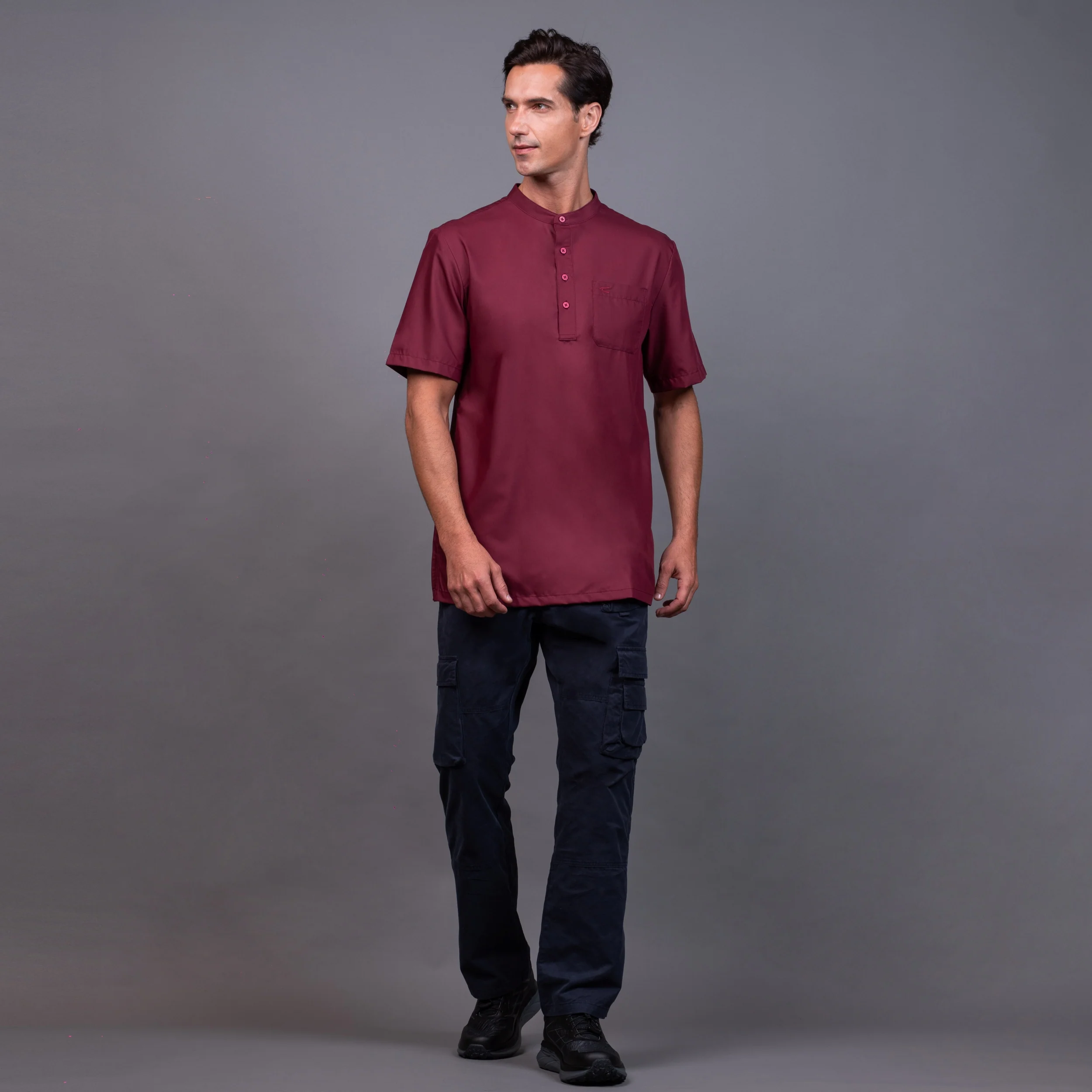camel active Men's Lightweight Comfy Regular Fit Short Sleeve Kurta Multicolour 9-102X26SLD1894 - Image 4