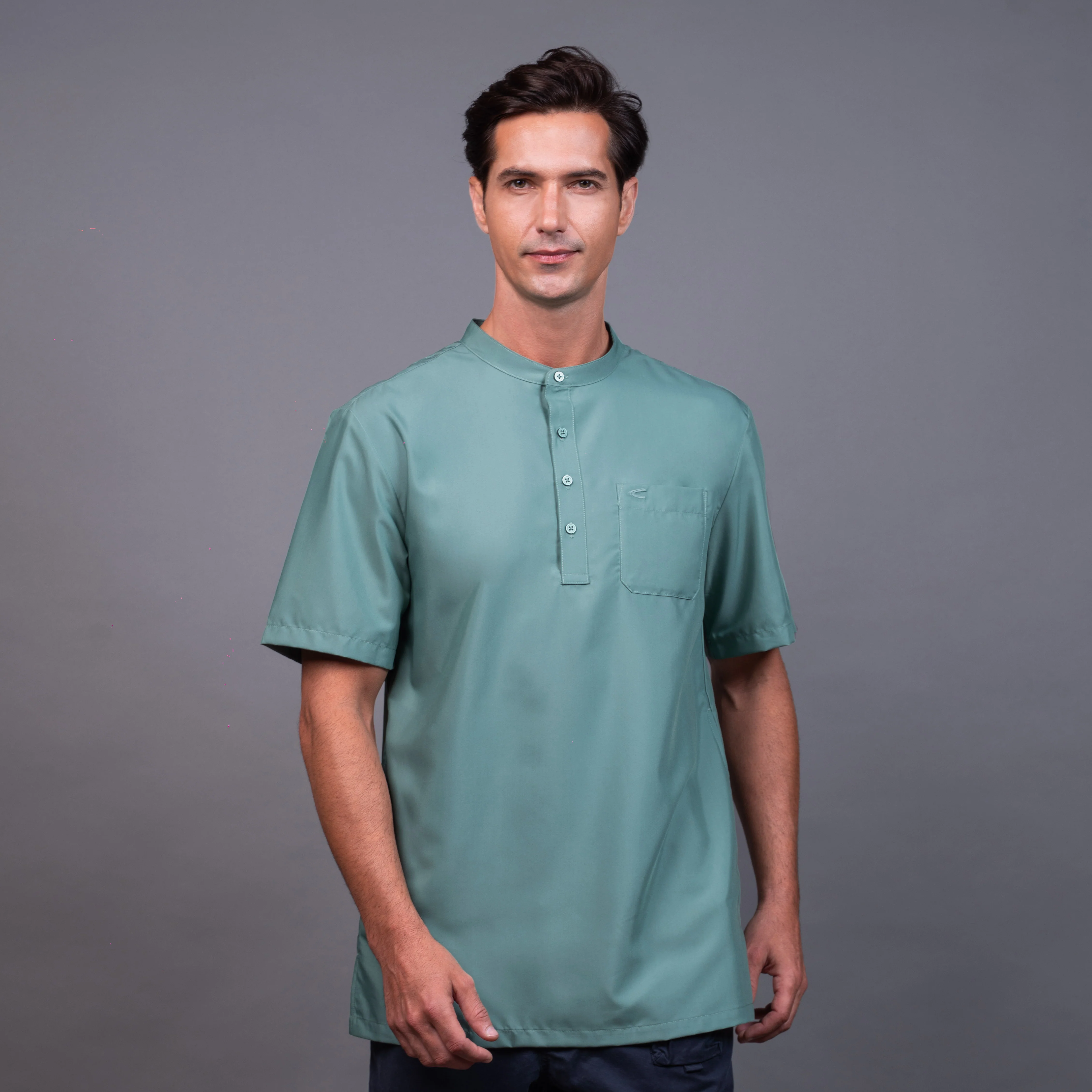 camel active Men's Lightweight Comfy Regular Fit Short Sleeve Kurta Multicolour 9-102X26SLD1894 - Image 9