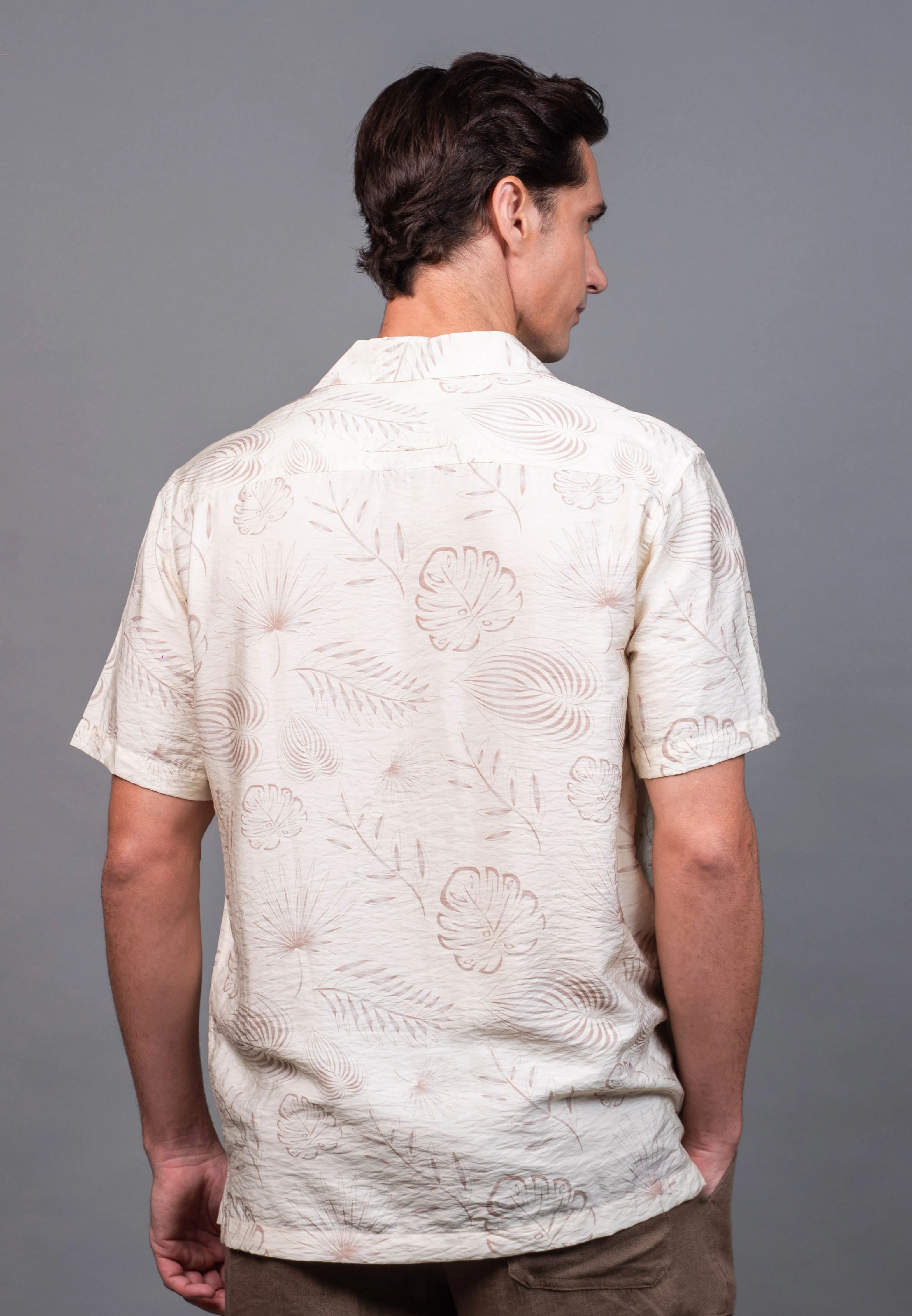 camel active Men's Regular Fit Allover Print Shirt - Sand 102-X26H1902 - Image 3
