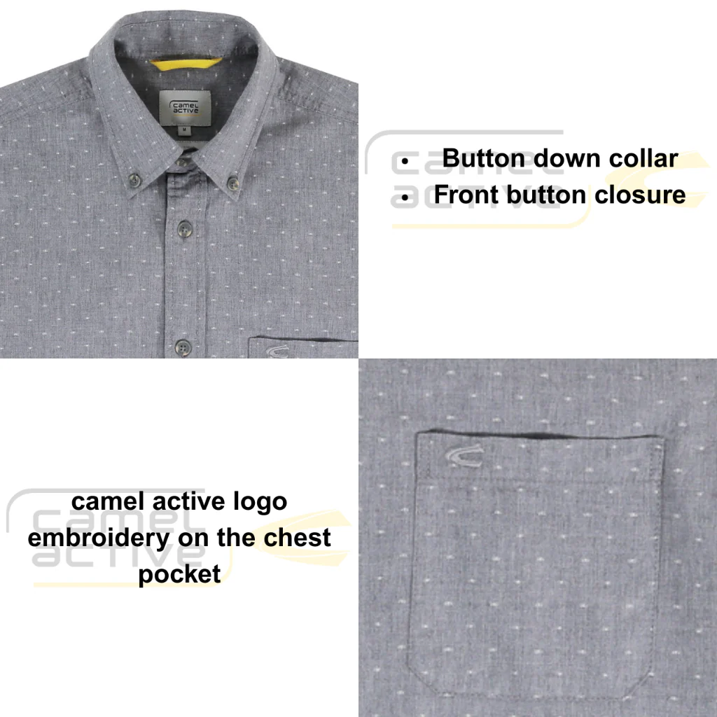 camel active Men's Outdoor Casual Regular Fit Classic Checkered Shirt Grey 9-102X26DBY1887 - Image 6