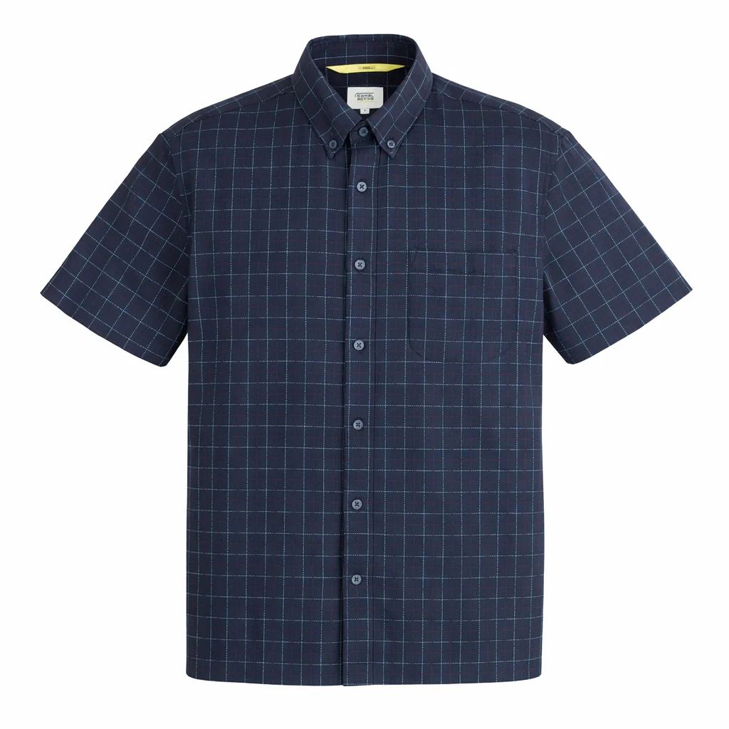 camel active Men's Outdoor Casual Regular Fit Classic Checkered Shirt Navy 9-102X26CHK1885 - Image 4