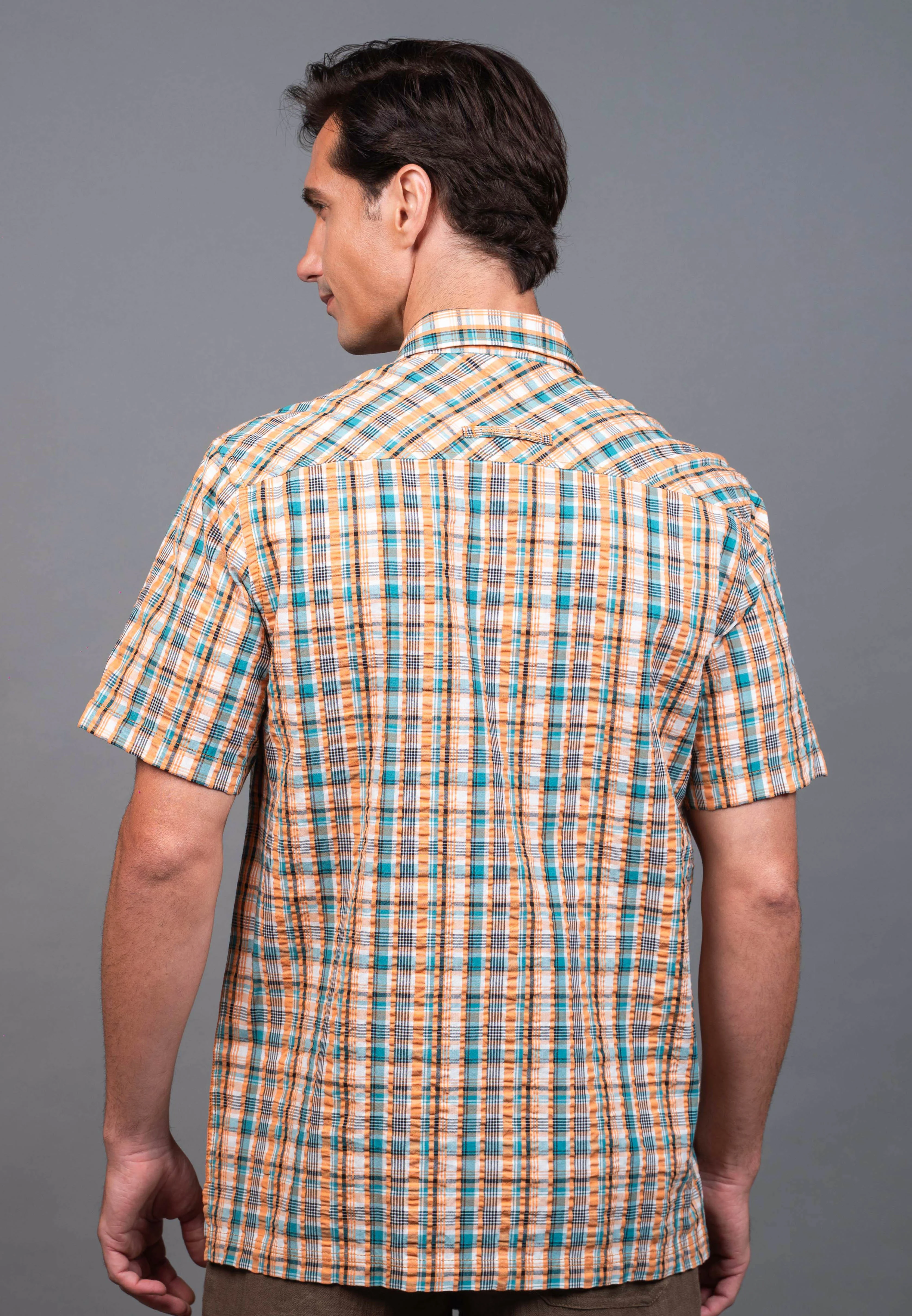 camel active Men's Regular Fit Checkered Shirt - Taupe 102-X26H1903 - Image 3