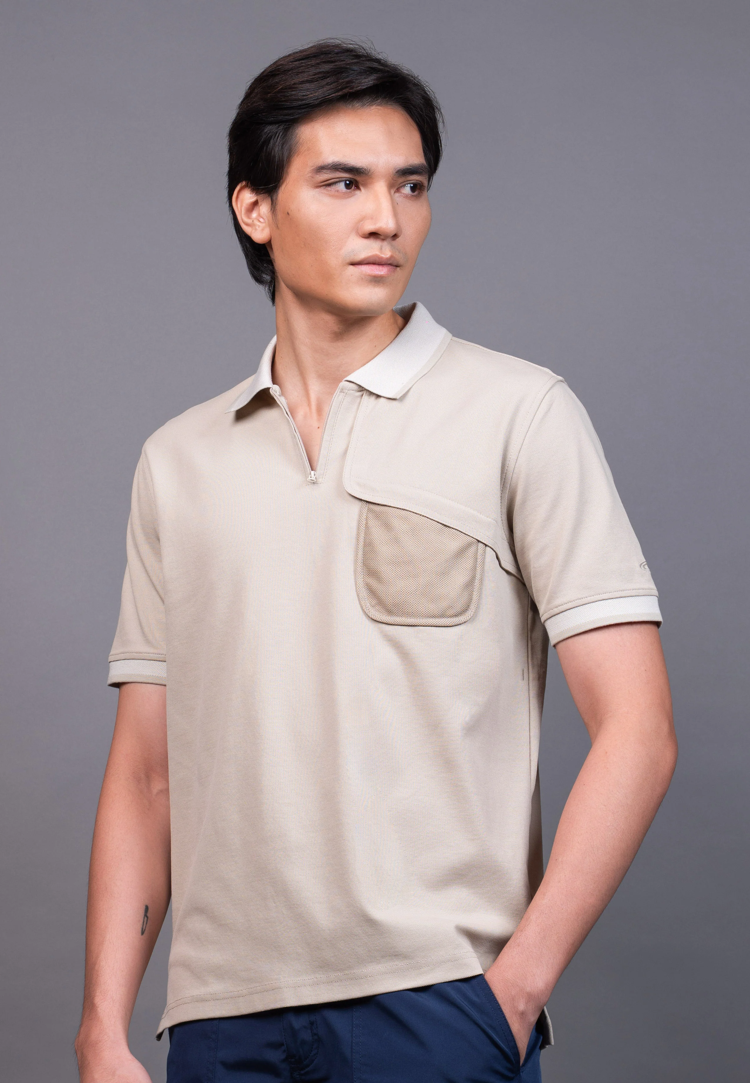 camel active Men's Regular Fit Cooling Polo Shirt - Birch 280-X26H1196 - Image 2