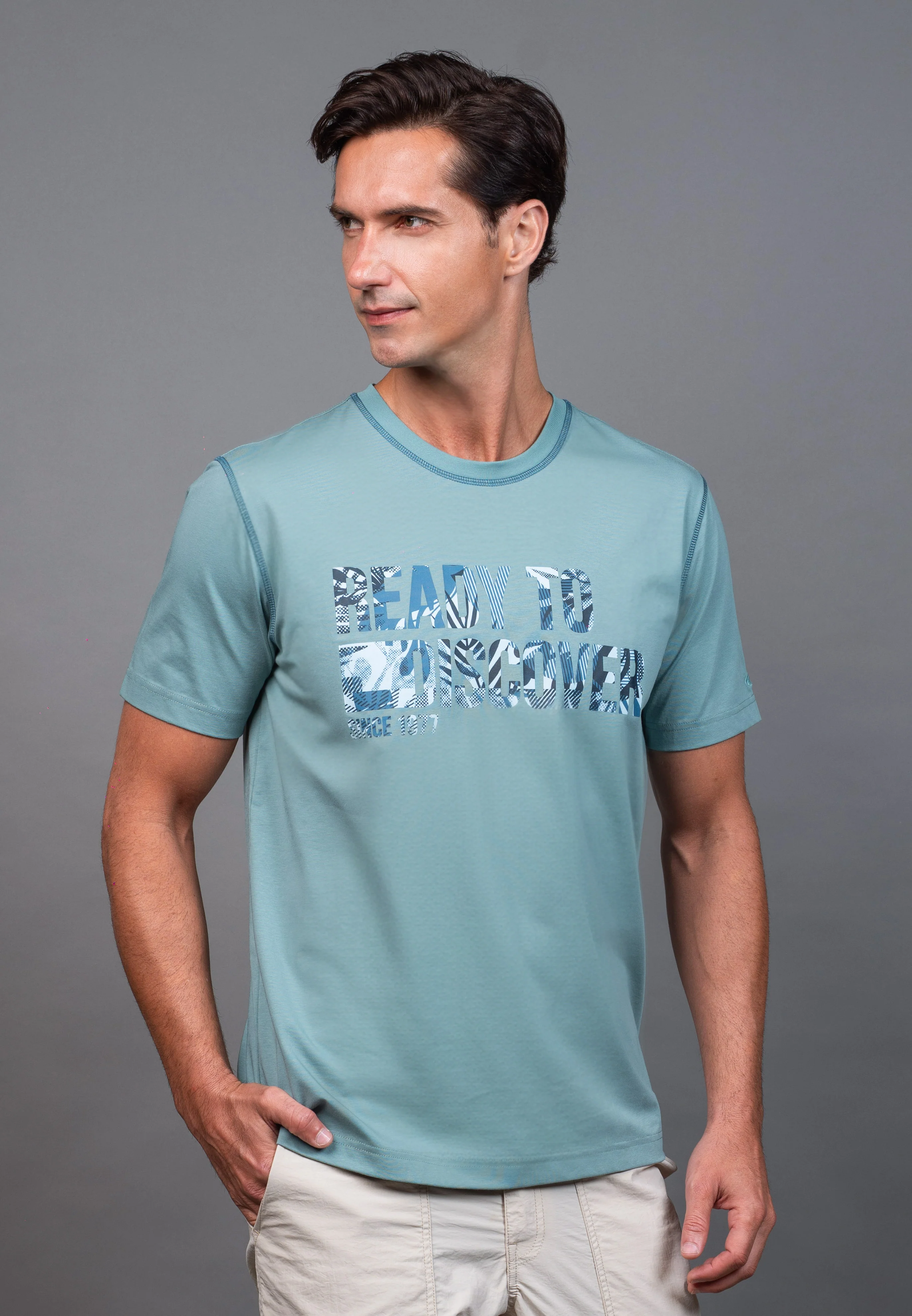 camel active Men's Regular Fit Graphic Print T-Shirt - Blue 282-X26H2958 - Image 2