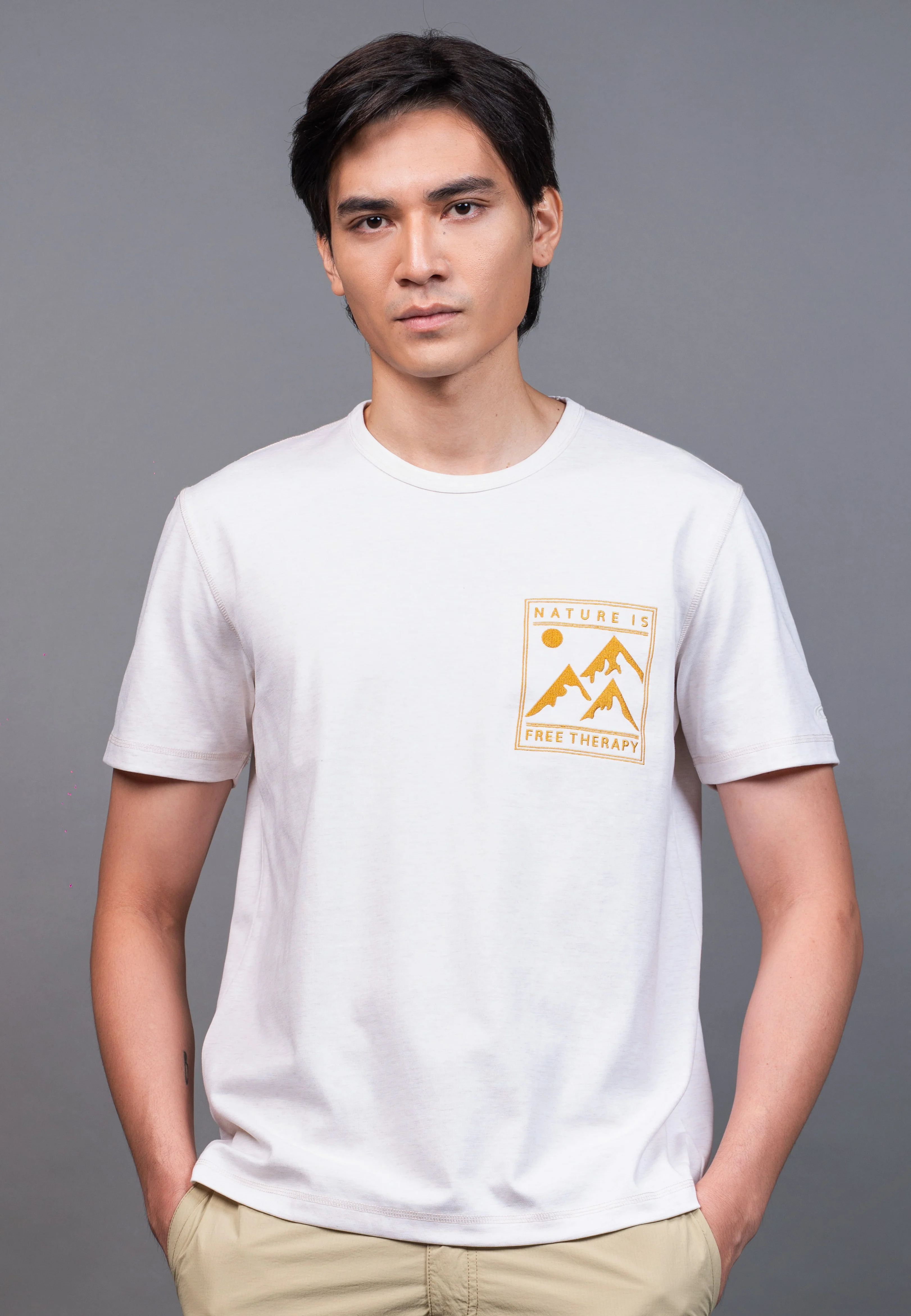 camel active Men's Regular Fit Graphic Print T-Shirt - LT Beige 282-X26H2951 - Image 2