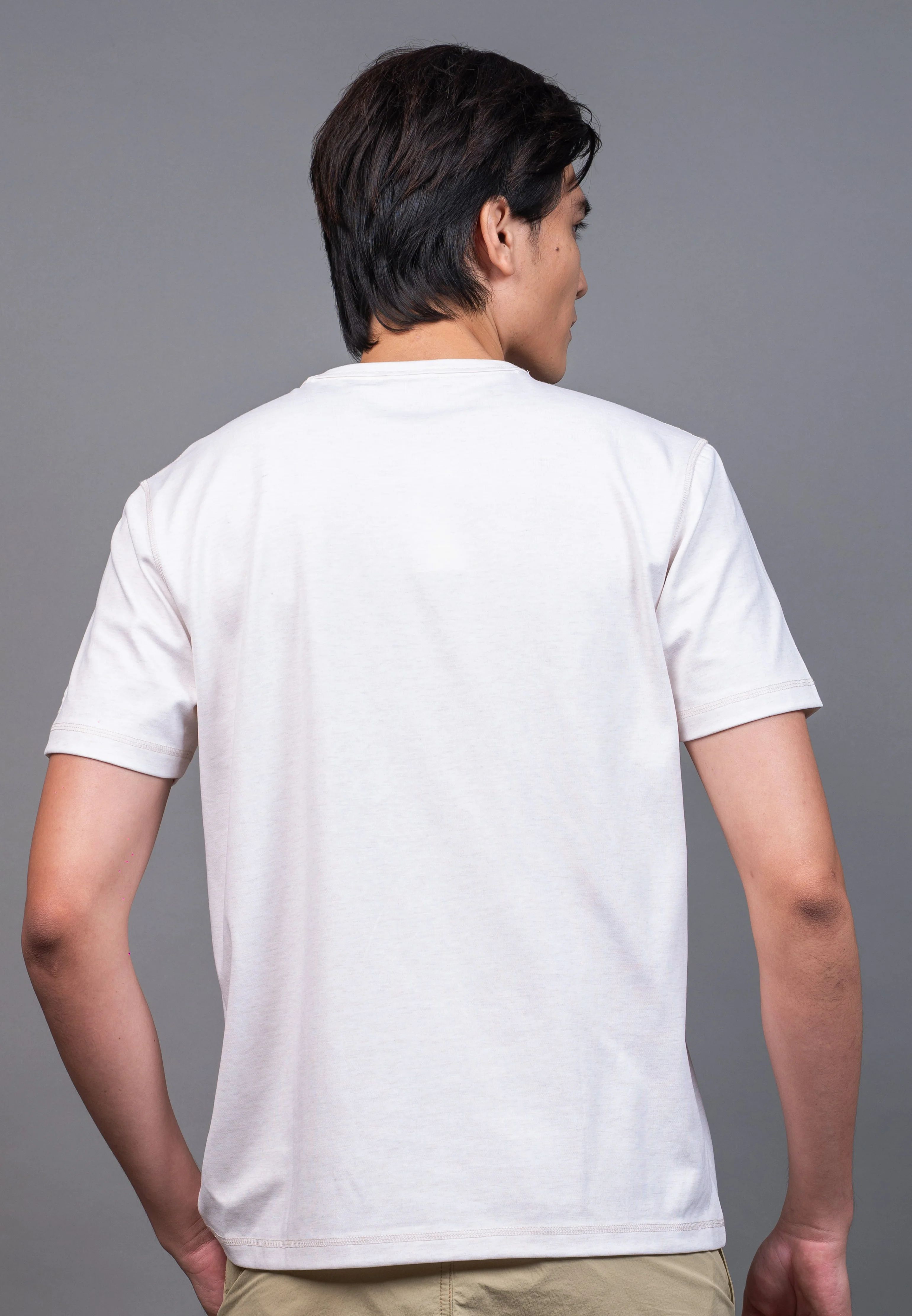 camel active Men's Regular Fit Graphic Print T-Shirt - LT Beige 282-X26H2951 - Image 3