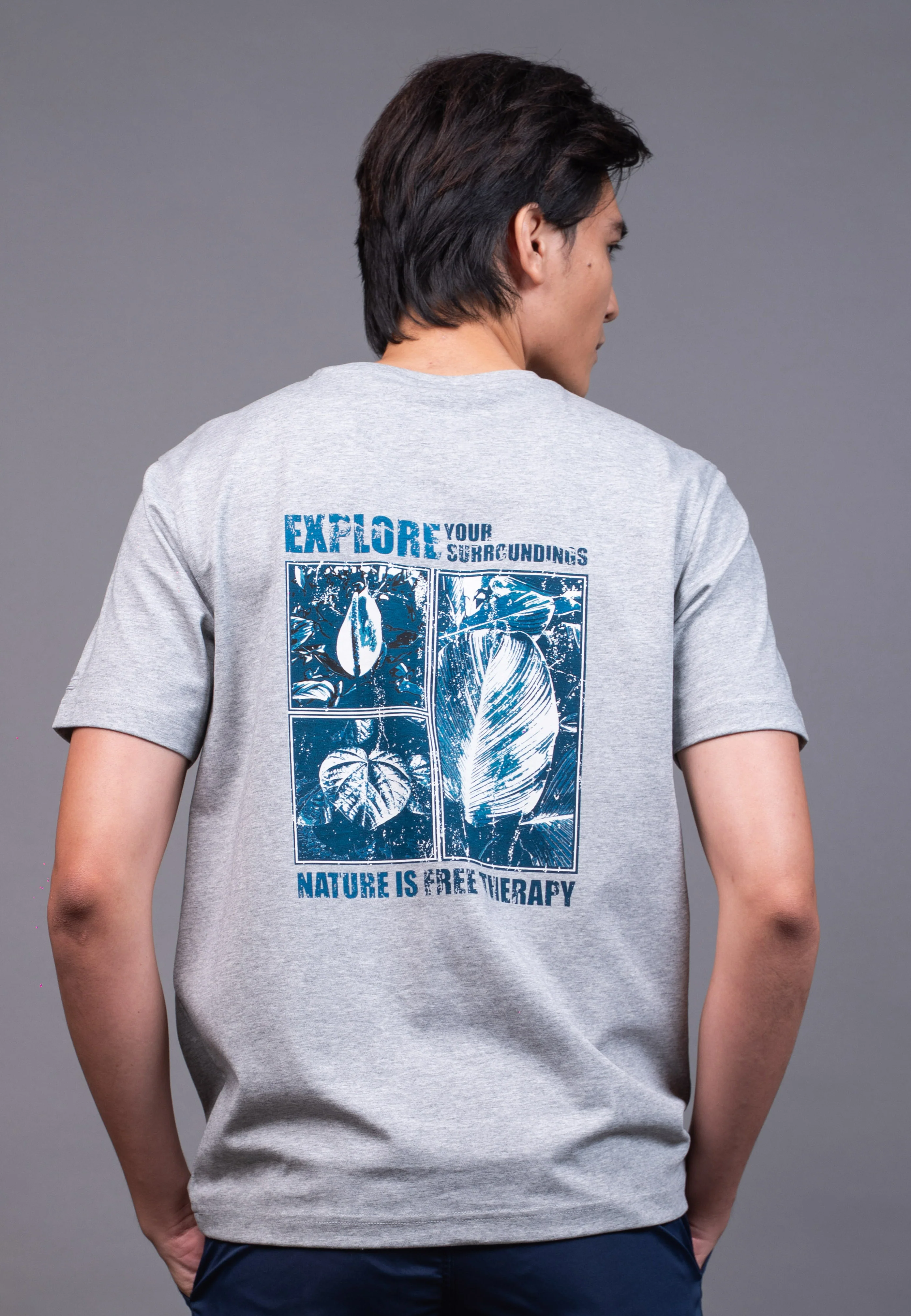 camel active Men's Regular Fit Graphic Print T-Shirt - Melange 282-X26H2950 - Image 3