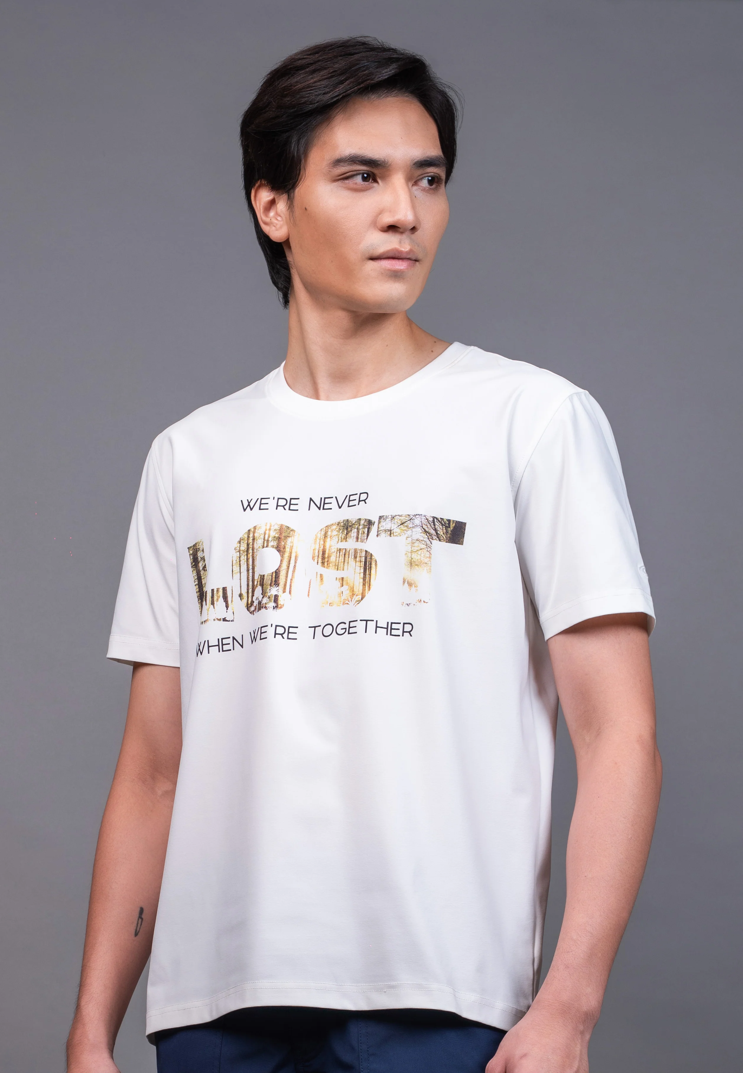 camel active Men's Regular Fit Graphic Print T-Shirt - Off White 282-X26H2949