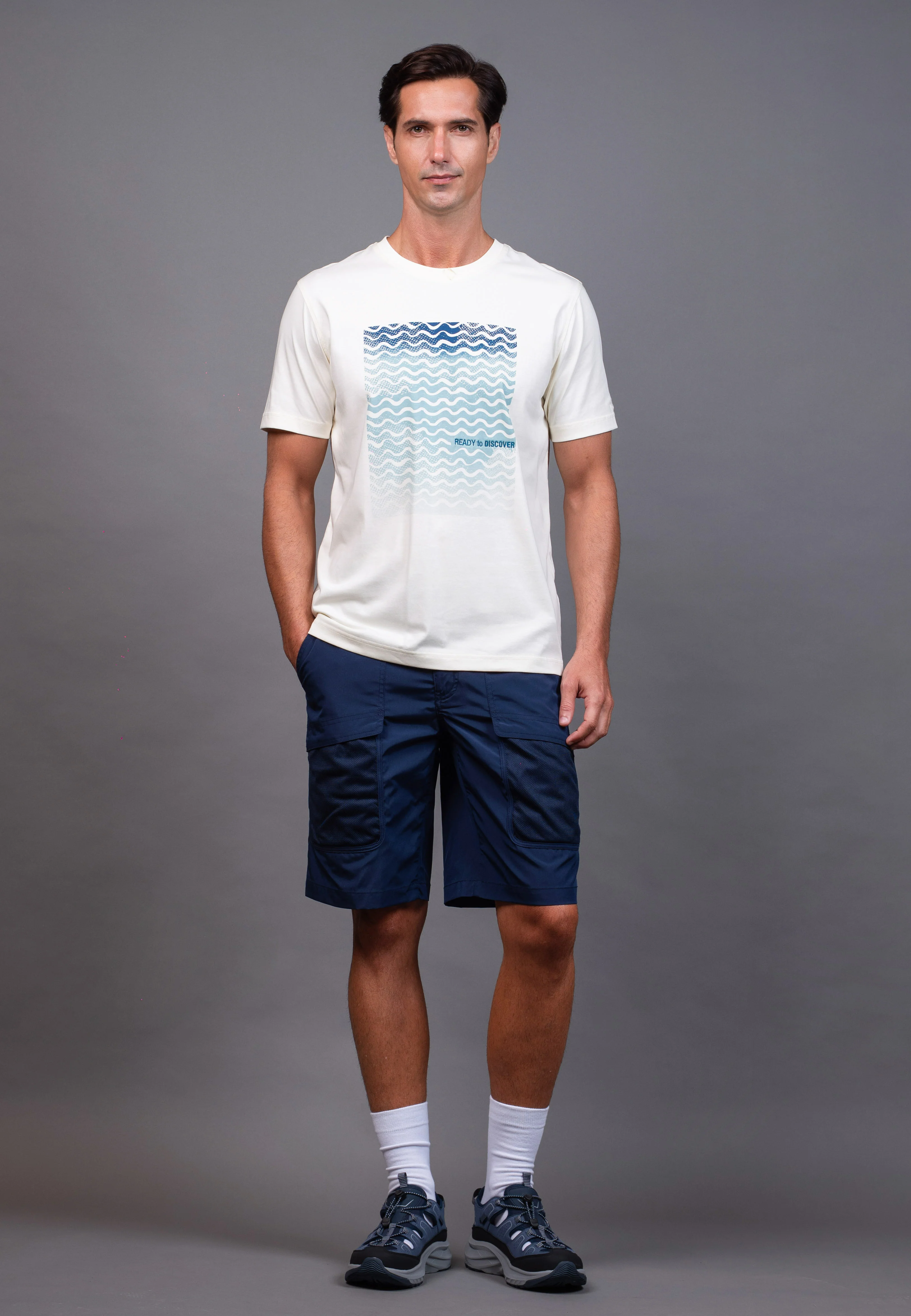 camel active Men's Regular Fit Graphic Print T-Shirt - Off White 282-X26H2957 - Image 4
