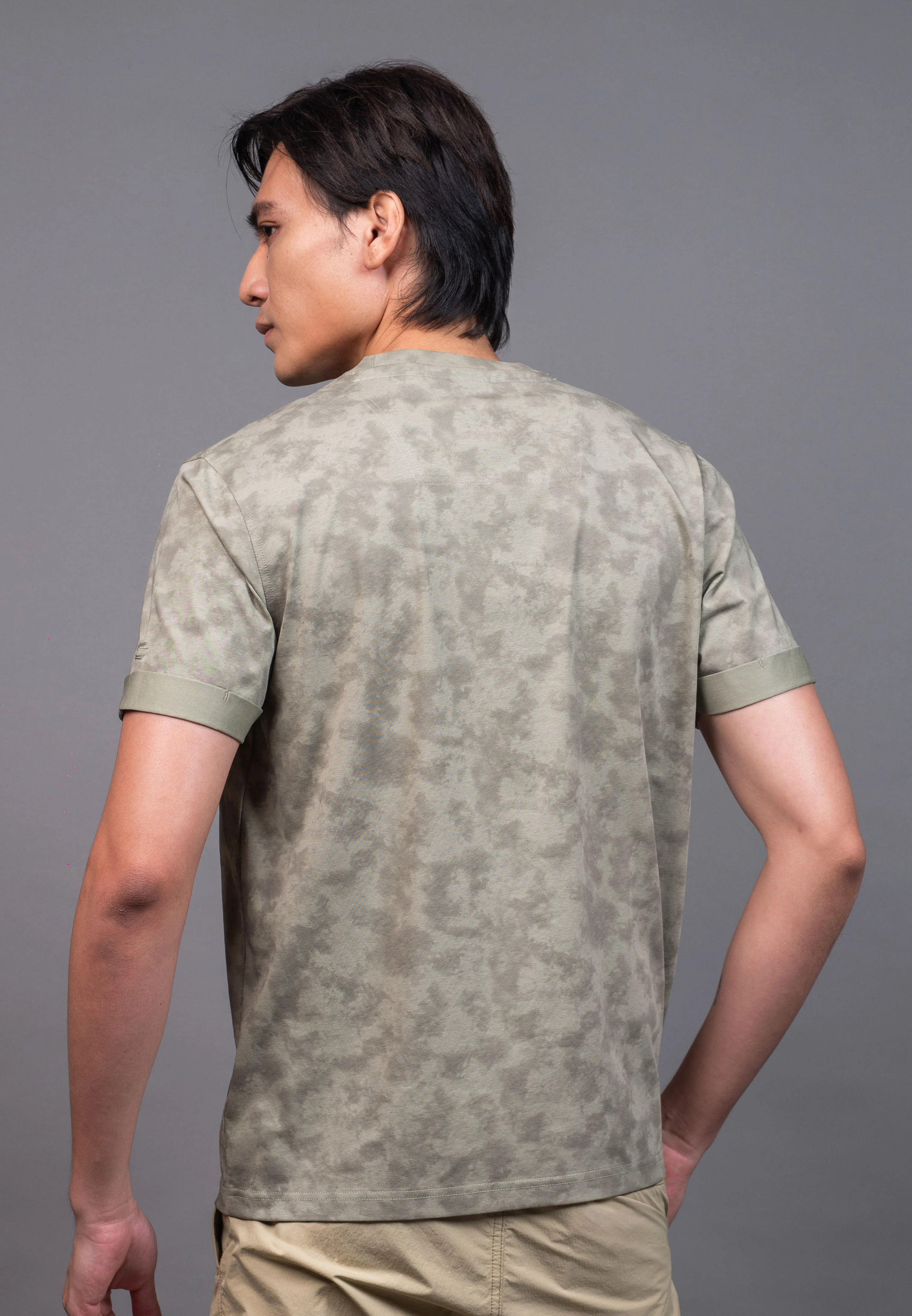 camel active Men's Regular Fit Graphic Print T-Shirt - Olive 282-X26H2952 - Image 3