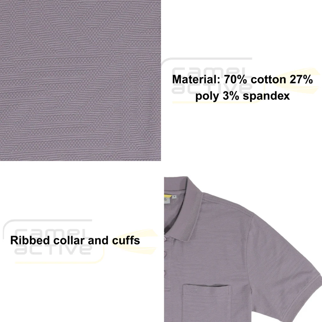 camel active Men Jacquard Polo Shirt - Regular Fit Cotton Blend Red Dahlia Polo-T 9-280X26JAC1191 - Image 4
