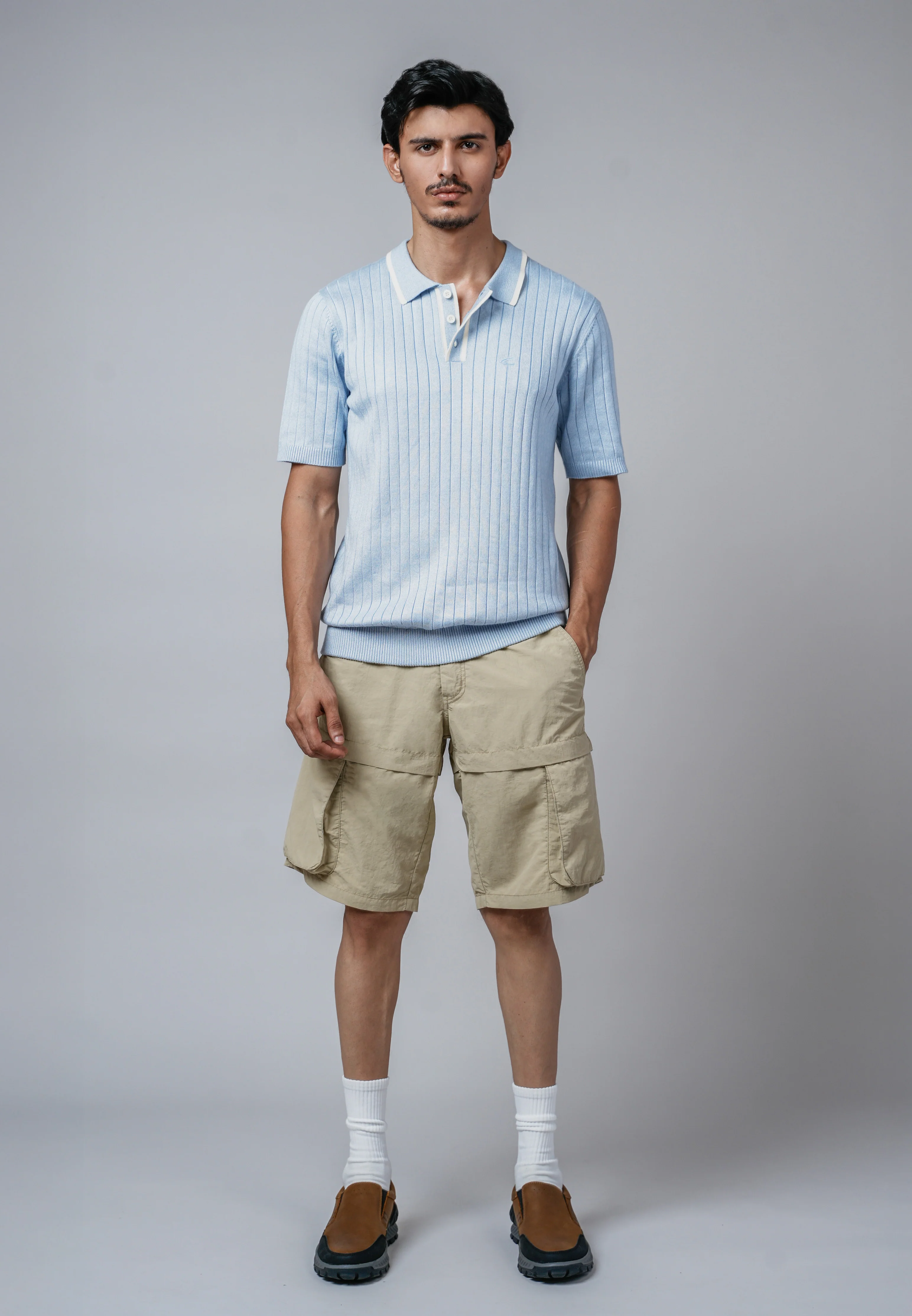 camel active Men Polo Shirt - Regular Fit Viscose‑Nylon Blend Lt Blue Polo-T 280-Z25H1182 - Image 2