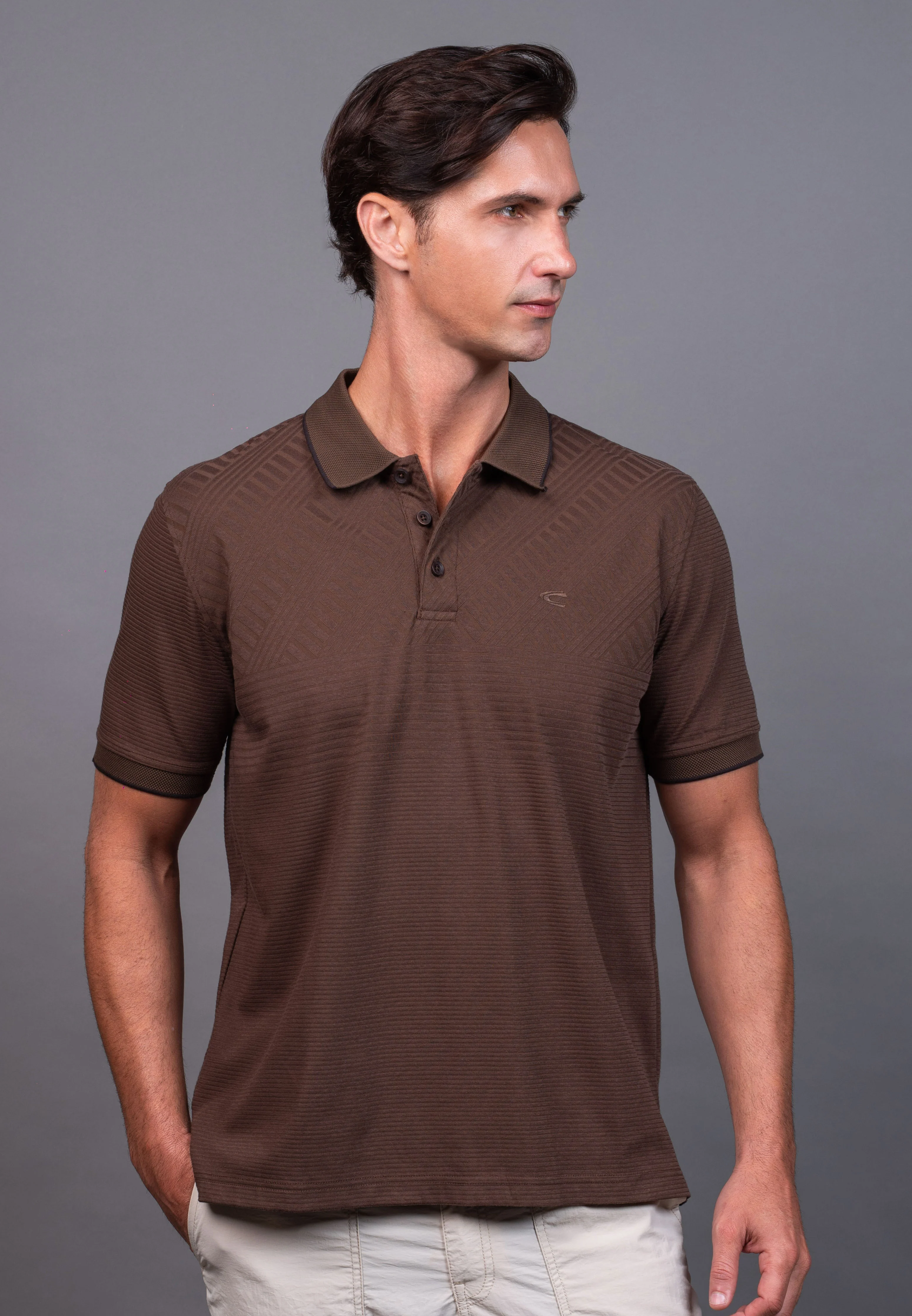 camel active Men's Regular Fit Polo Shirt - DK Brown 280-X26H1197