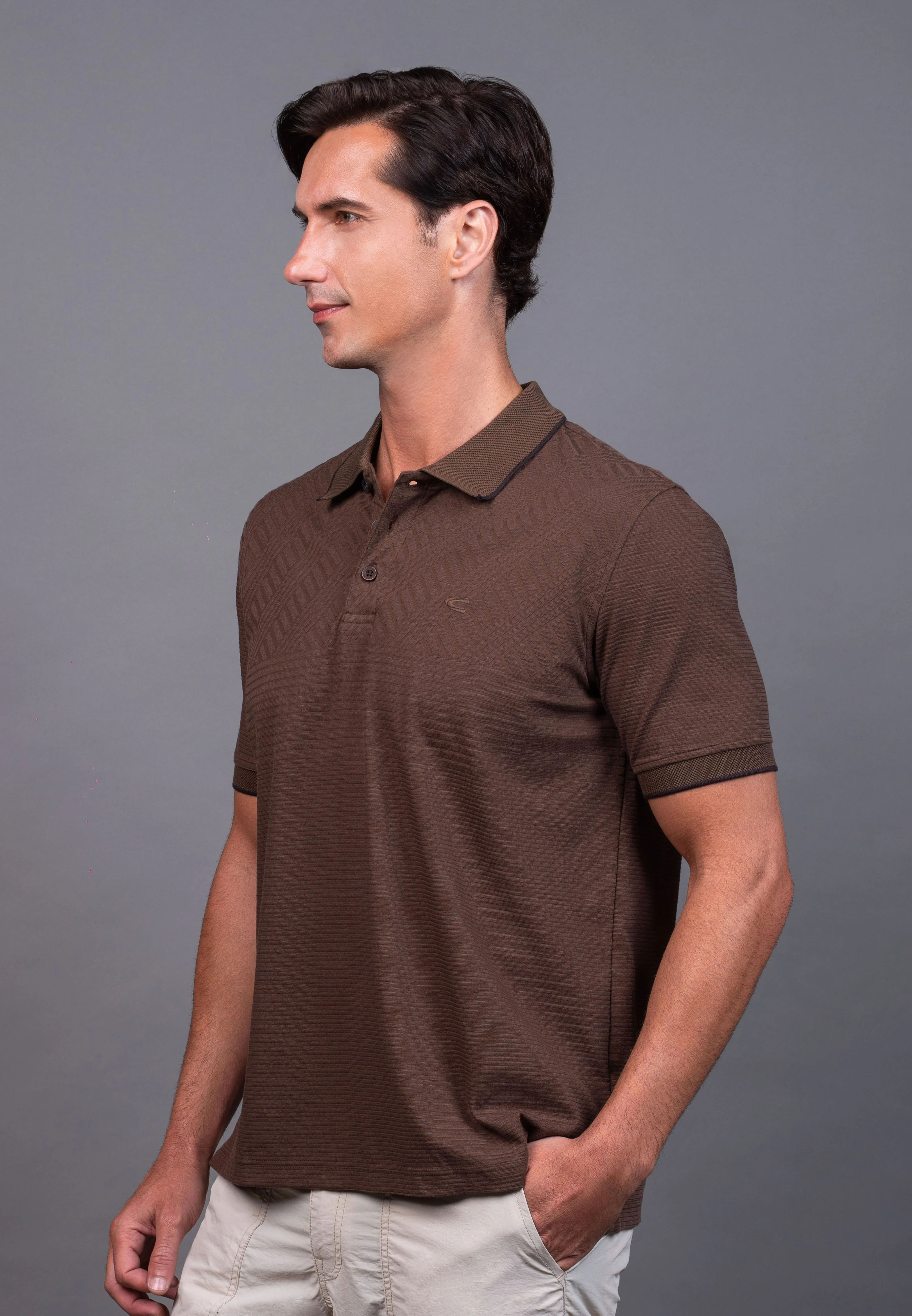 camel active Men's Regular Fit Polo Shirt - DK Brown 280-X26H1197 - Image 2