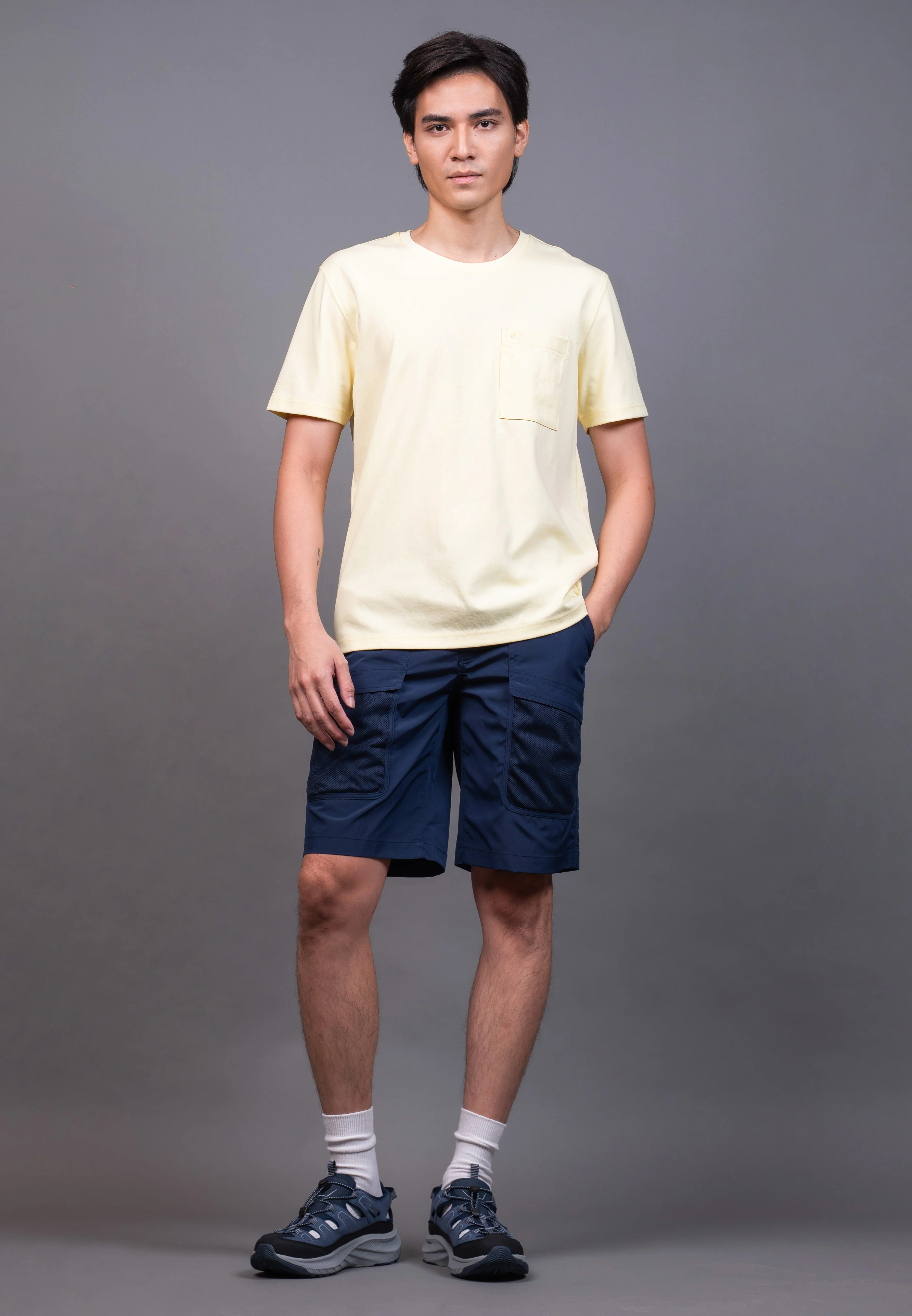 camel active Men's Regular Fit Water-Repellent Cargo Short Pants - Navy Blue 303-X26H0940 - Image 4